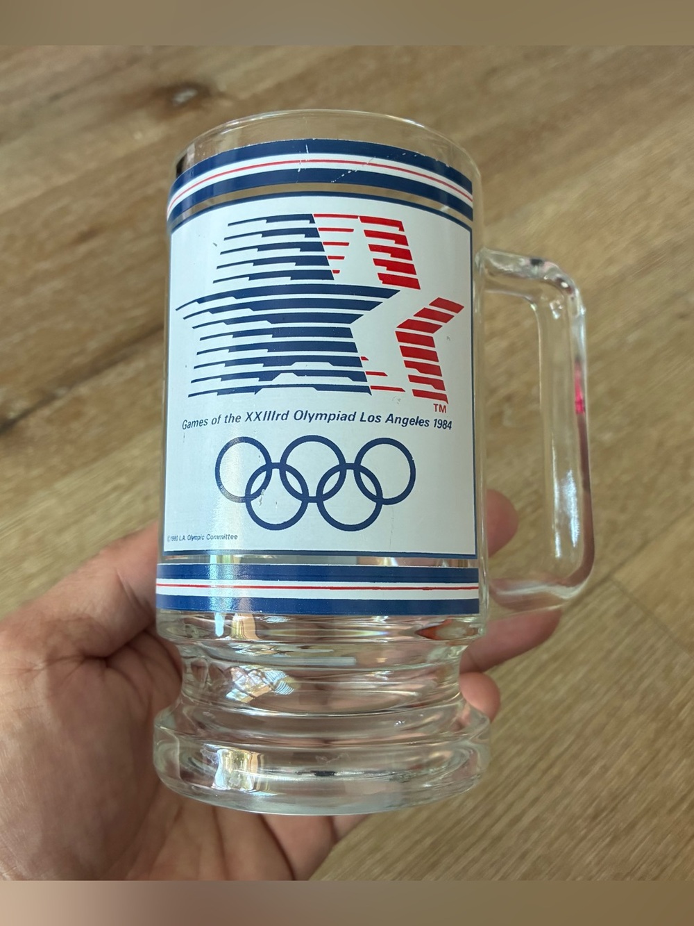 Vntage 1980 Los Angeles Summer Olympics Commemorative Glass Mug Beer